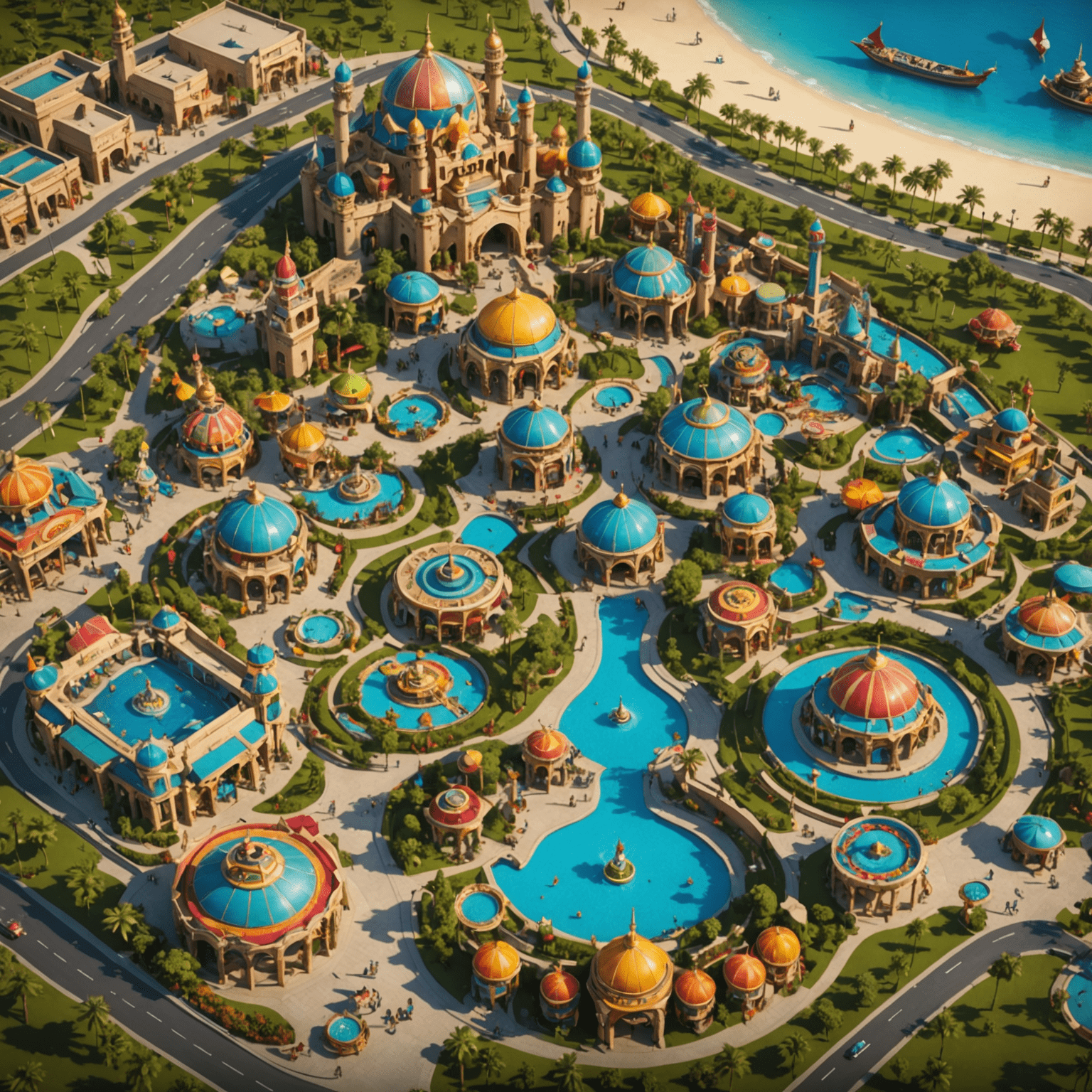 Vibrant map of Bollywood Parks Dubai showcasing themed zones and entertainment venues
